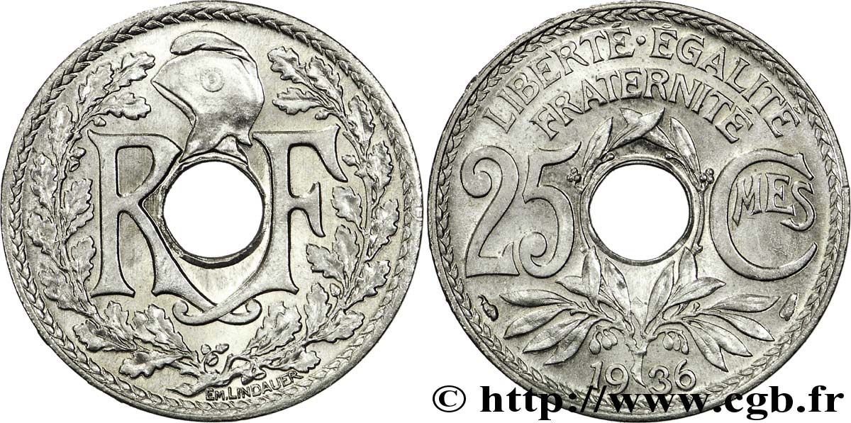 25 centimes Lindauer 1936  F.171/19 SUP62 