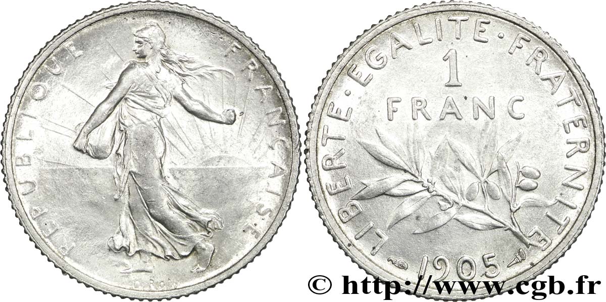 1 franc Semeuse 1905 Paris F.217/10 EBC55 