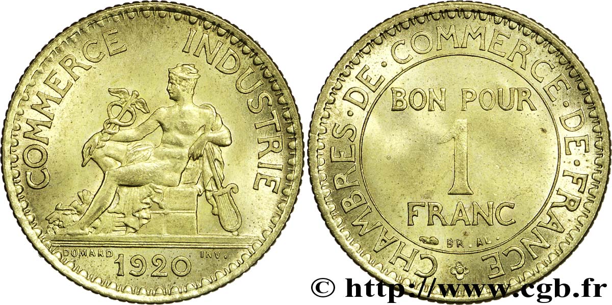 1 franc Chambres de Commerce 1920 Paris F.218/2 SPL64 