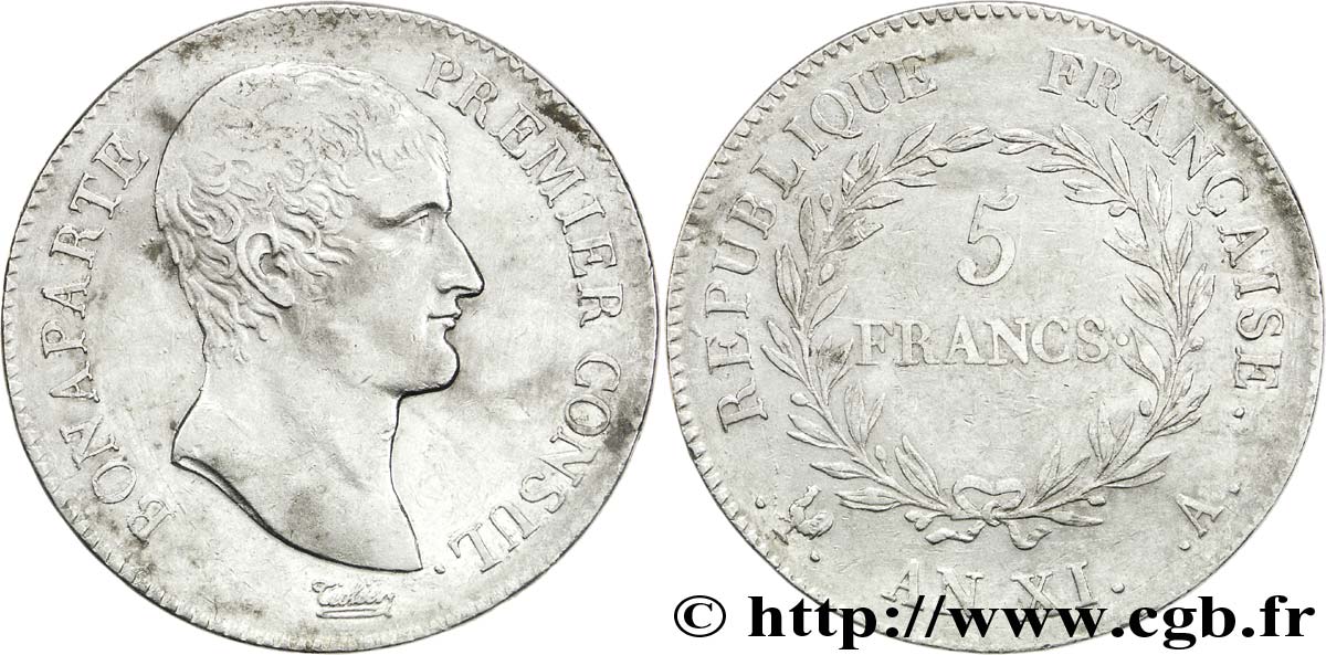 5 francs Bonaparte Premier Consul 1803 Paris F.301/1 TTB40 