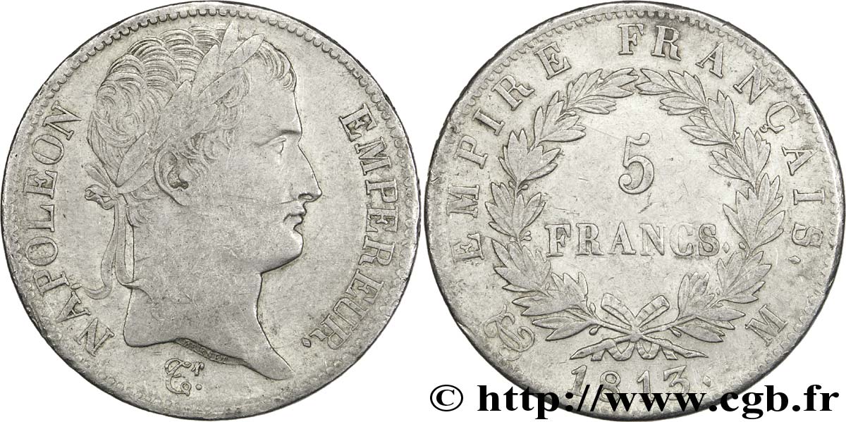5 francs Napoléon Empereur, Empire français 1813 Toulouse F.307/68 TTB40 