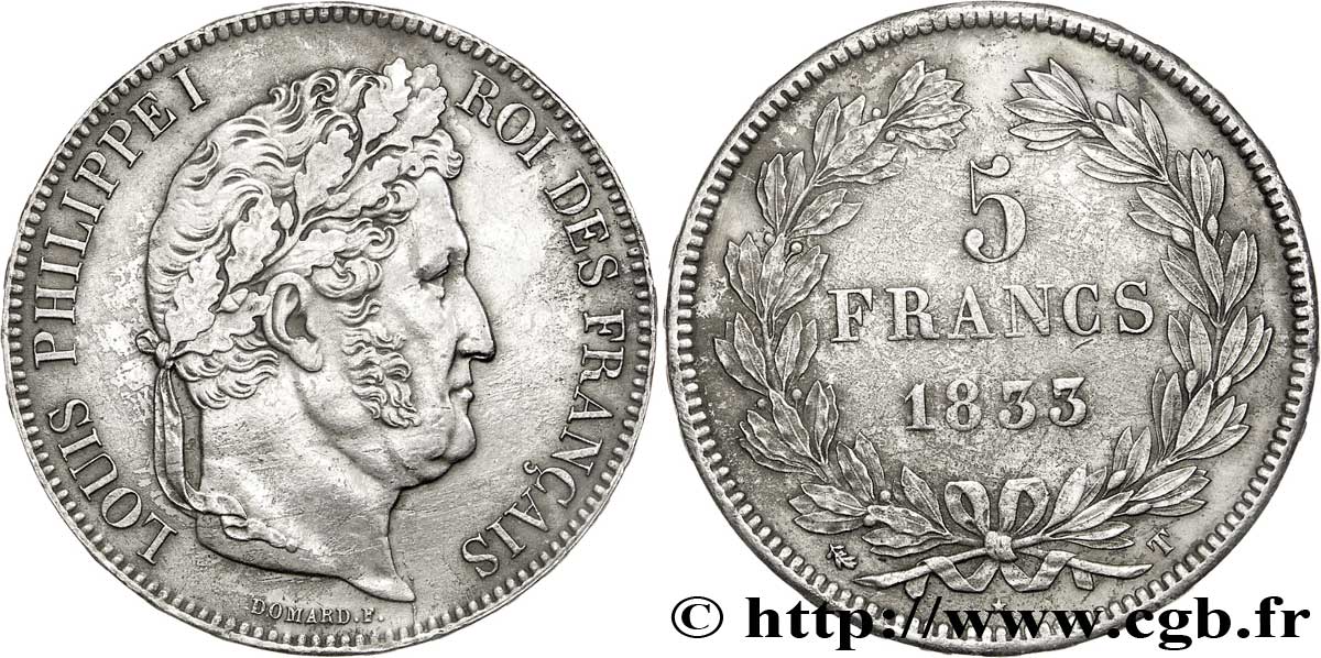 5 francs IIe type Domard 1833 Nantes F.324/26 XF47 