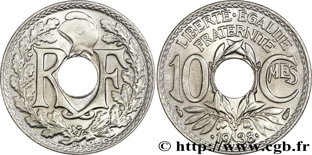 10 centimes Lindauer, maillechort 1938  F.139/2 MS64 