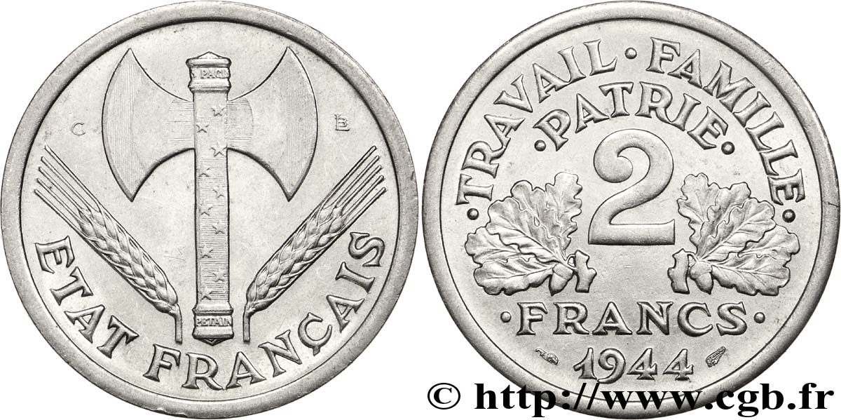 2 francs Francisque 1944 Castelsarrasin F.270/6 SUP58 