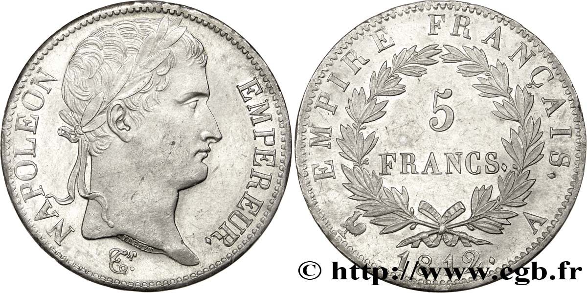 5 francs Napoléon Empereur, Empire français 1812 Paris F.307/41 SPL 