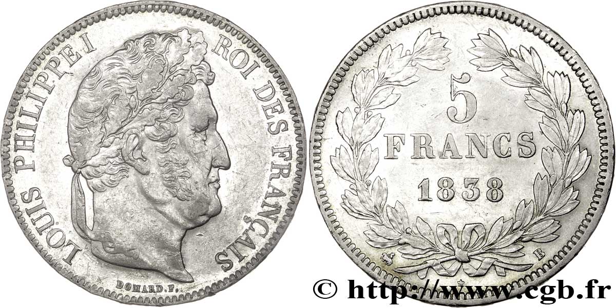 5 francs IIe type Domard 1838 Rouen F.324/69 MBC53 