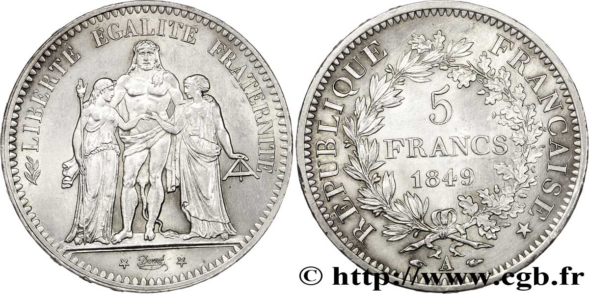 5 francs Hercule, IIe République 1849 Paris F.326/5 SUP60 
