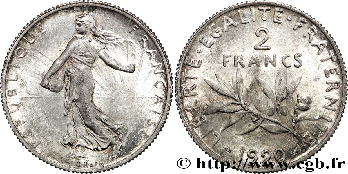 2 francs Semeuse 1920  F.266/22 MS63 