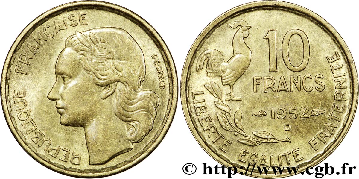 10 francs Guiraud 1952 Beaumont-Le-Roger F.363/7 EBC61 