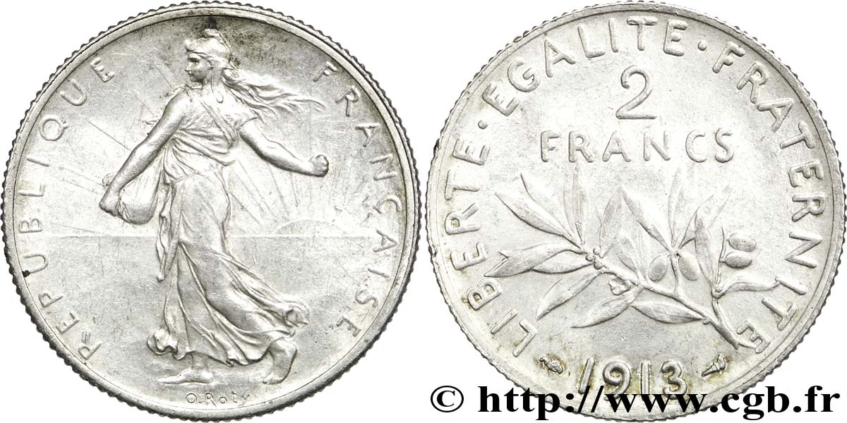 2 francs Semeuse 1913  F.266/14 AU55 