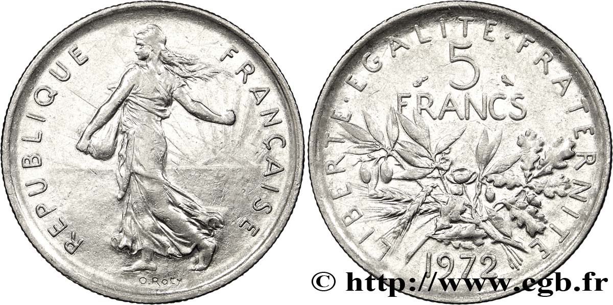 5 francs Semeuse, nickel 1972 Paris F.341/4 BB50 