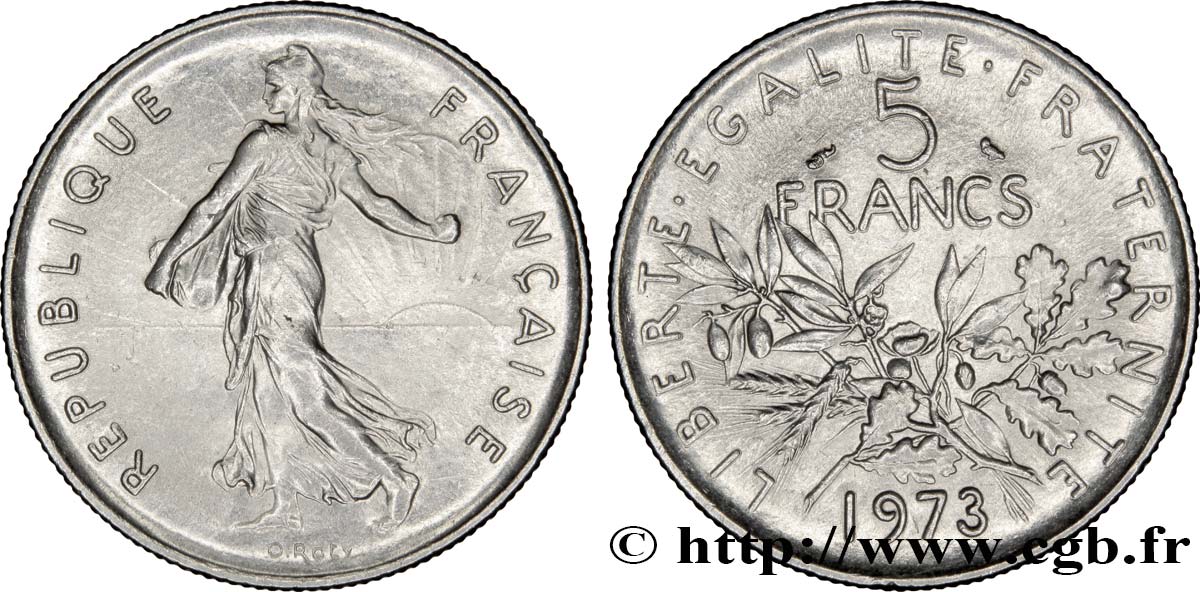 5 francs Semeuse, nickel 1973 Pessac F.341/5 VZ60 