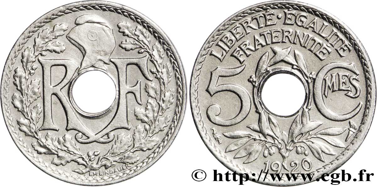 5 centimes Lindauer, petit module 1920  F.122/2 MBC50 