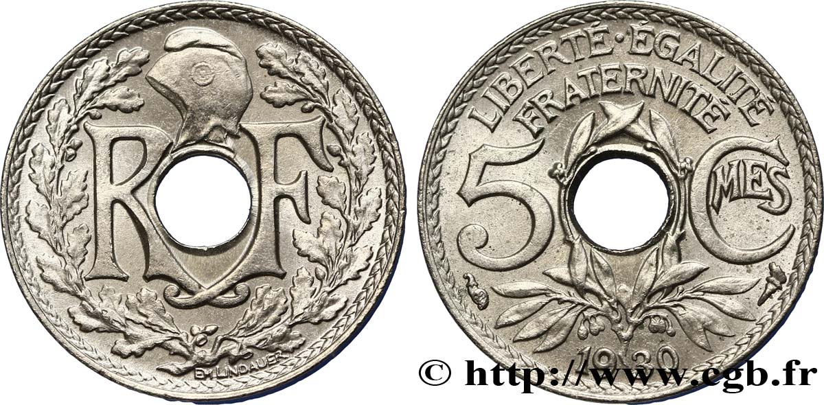 5 centimes Lindauer, petit module 1930  F.122/13 SUP60 