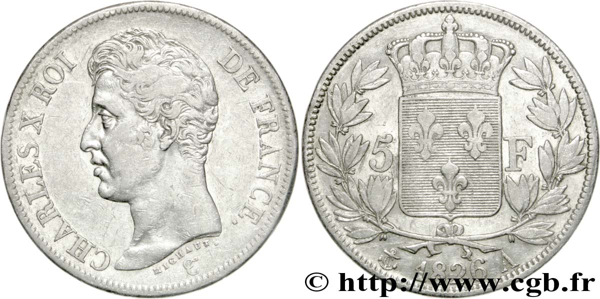 5 francs Charles X, 1er type 1826 Paris F.310/15 SS40 