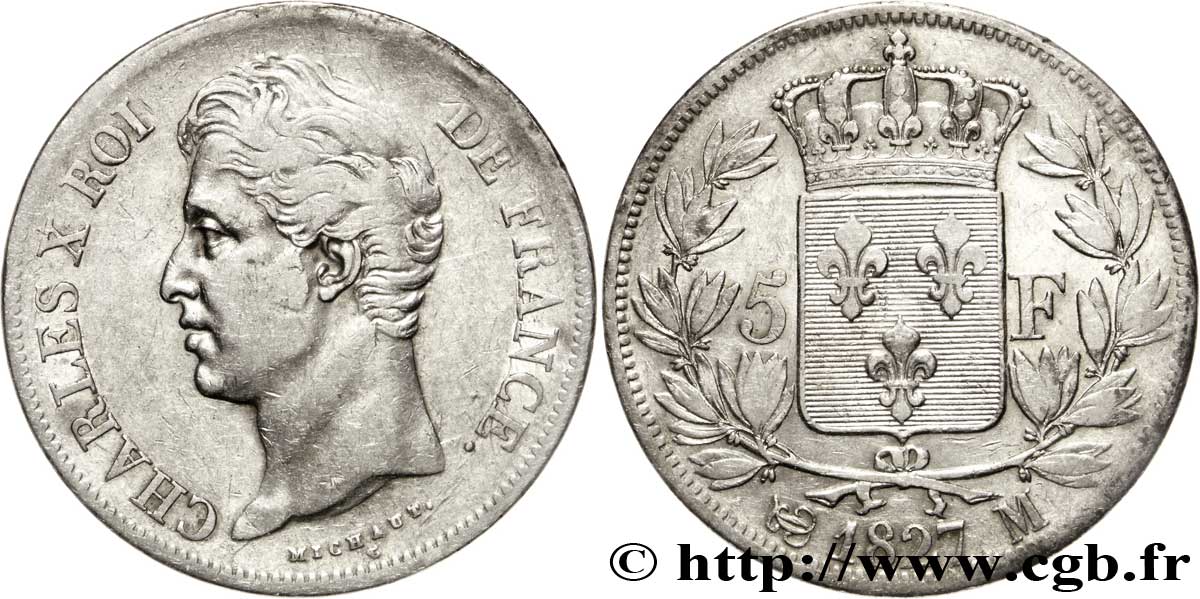 5 francs Charles X, 2e type 1827 Toulouse F.311/9 TTB42 