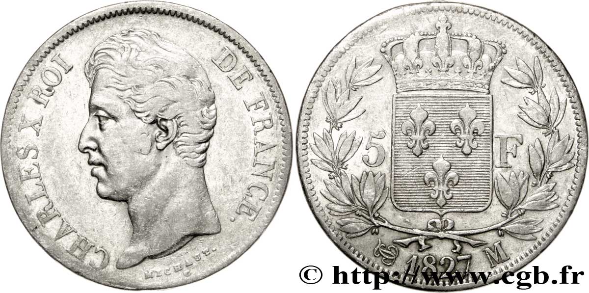 5 francs Charles X, 2e type 1827 Toulouse F.311/9 TTB45 