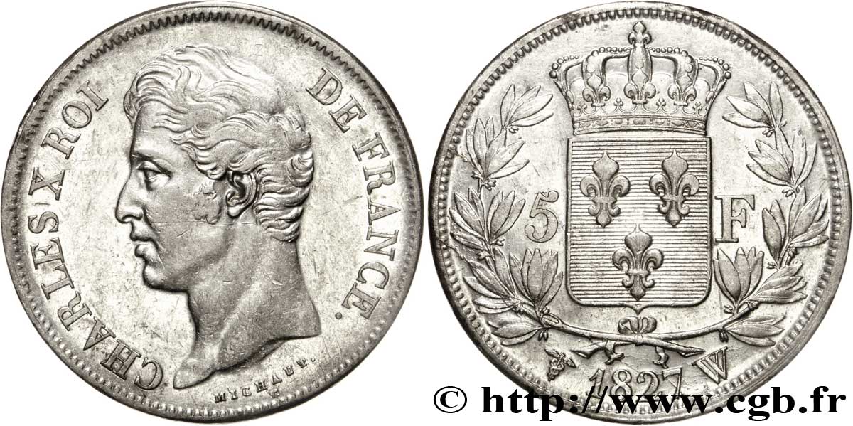 5 francs Charles X, 2e type 1827 Lille F.311/13 TTB52 