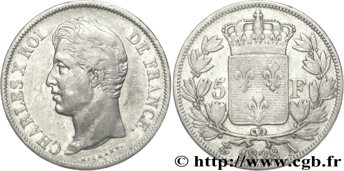 5 francs Charles X, 2e type 1828 Paris F.311/14 VF25 