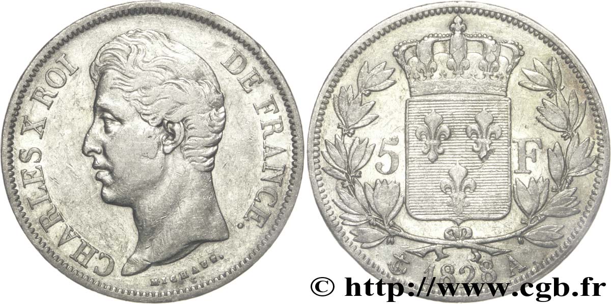 5 francs Charles X, 2e type 1828 Paris F.311/14 TTB42 