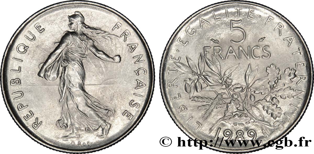 5 francs Semeuse, nickel 1989 Pessac F.341/21 SUP60 