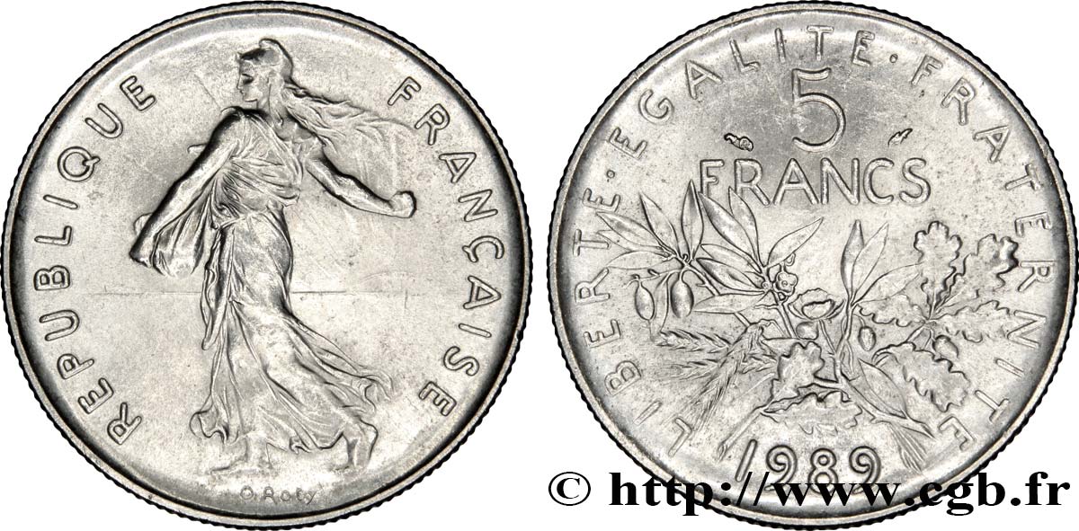 5 francs Semeuse, nickel 1989 Pessac F.341/21 SS50 