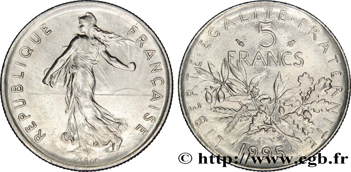 5 francs Semeuse, nickel 1995 Pessac F.341/31 VZ60 