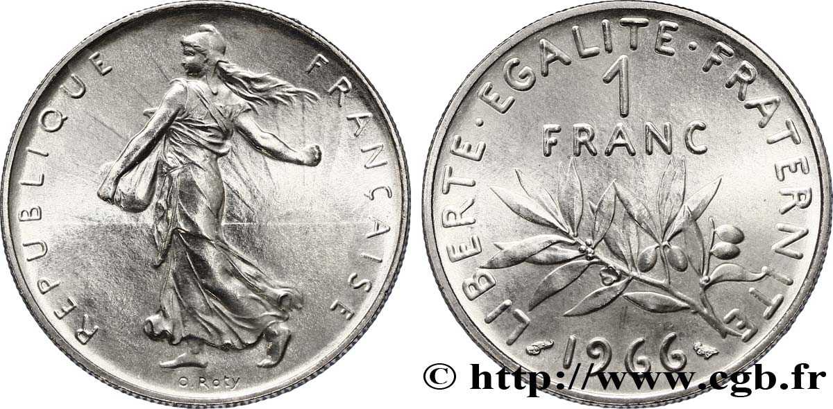 1 franc Semeuse, nickel 1966 Paris F.226/11 MS68 