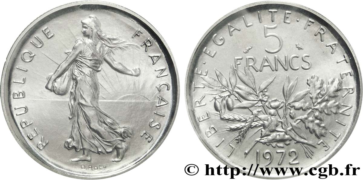 5 francs Semeuse, nickel 1972 Paris F.341/4 ST68 