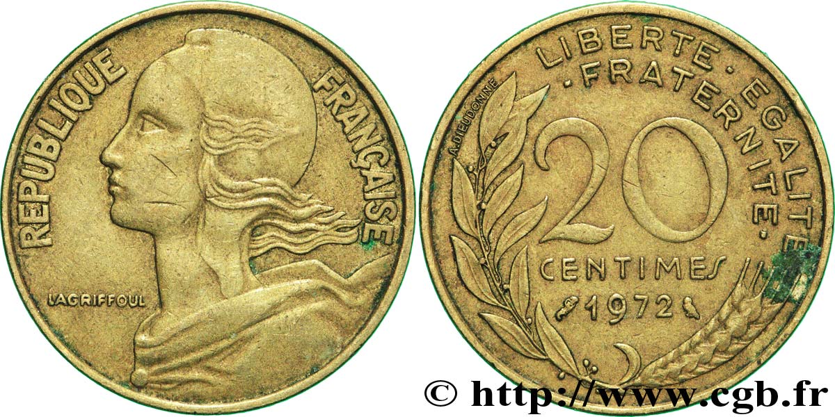 20 centimes Marianne 1972 Paris F.156/12 VF35 