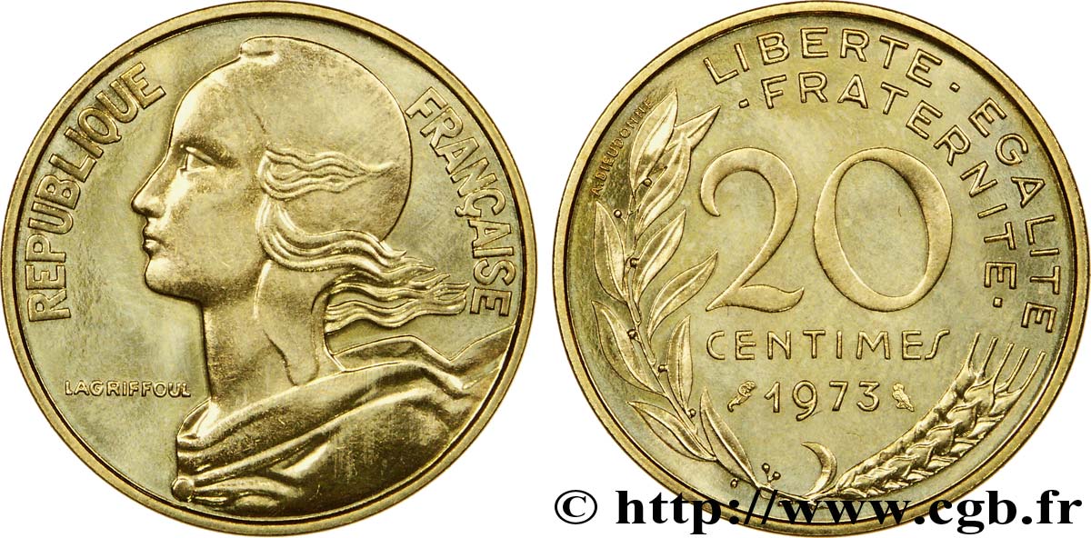 20 centimes Marianne 1973 Pessac F.156/13 MS65 