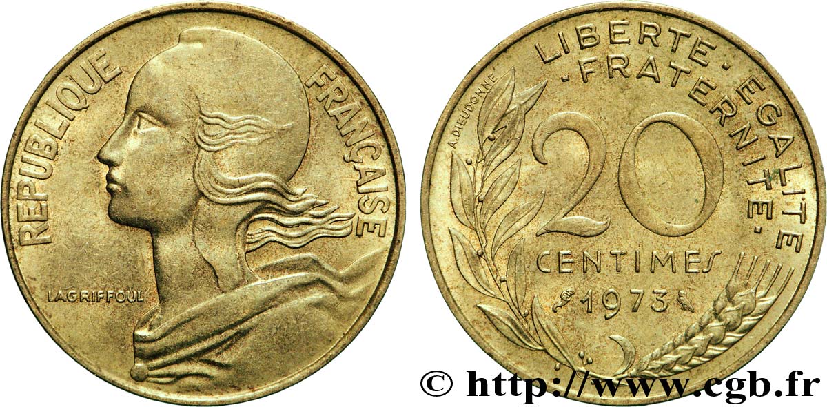 20 centimes Marianne 1973 Pessac F.156/13 AU53 