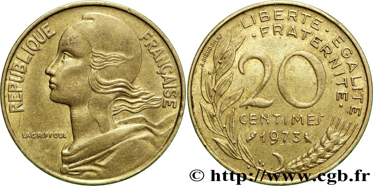 20 centimes Marianne 1973 Pessac F.156/13 SUP58 