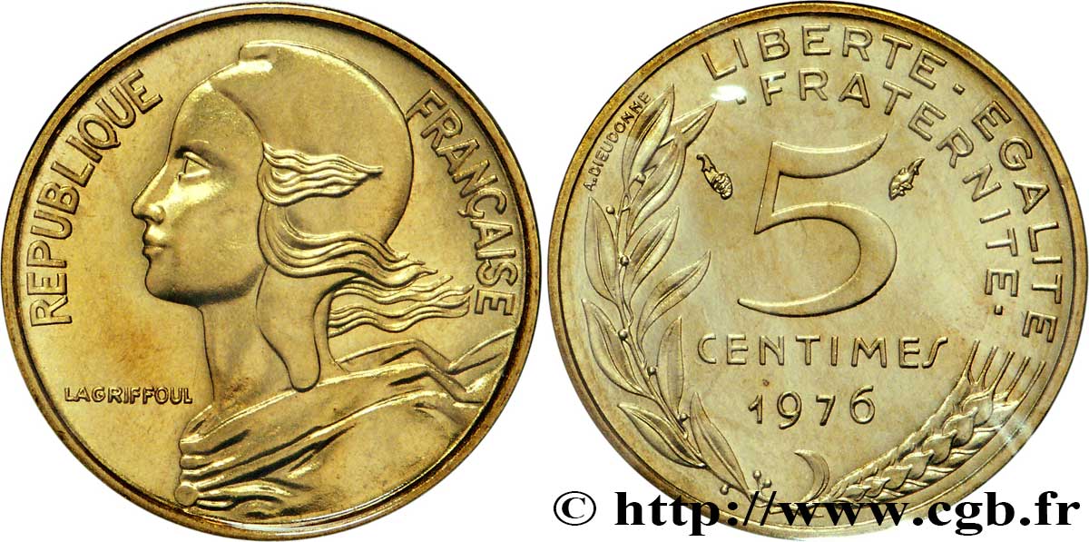 5 centimes Marianne 1976 Pessac F.125/12 MS68 