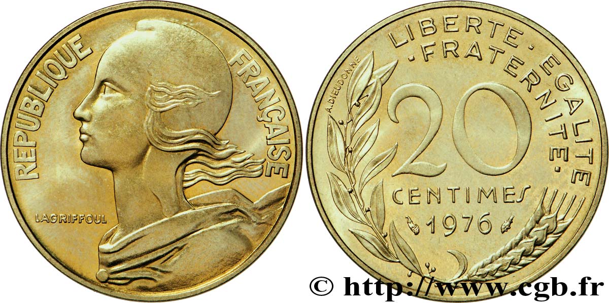 20 centimes Marianne 1976 Pessac F.156/16 MS65 