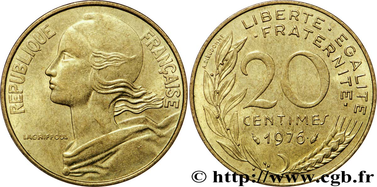20 centimes Marianne 1976 Pessac F.156/16 AU53 