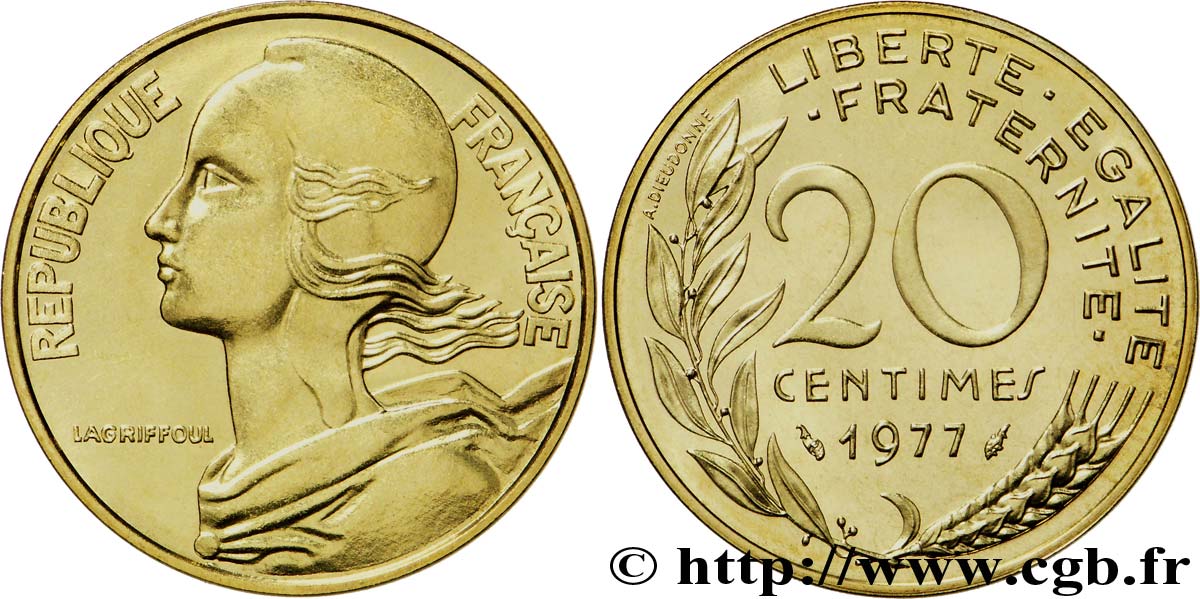 20 centimes Marianne 1977 Pessac F.156/17 MS68 