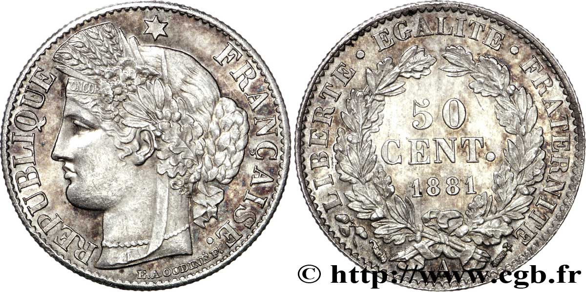 50 centimes Cérès, IIIe République 1881 Paris F.189/9 SC63 