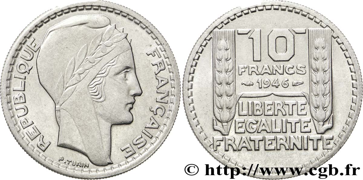 10 francs Turin, grosse tête, rameaux courts 1946 Beaumont-Le-Roger F.361A/3 AU53 