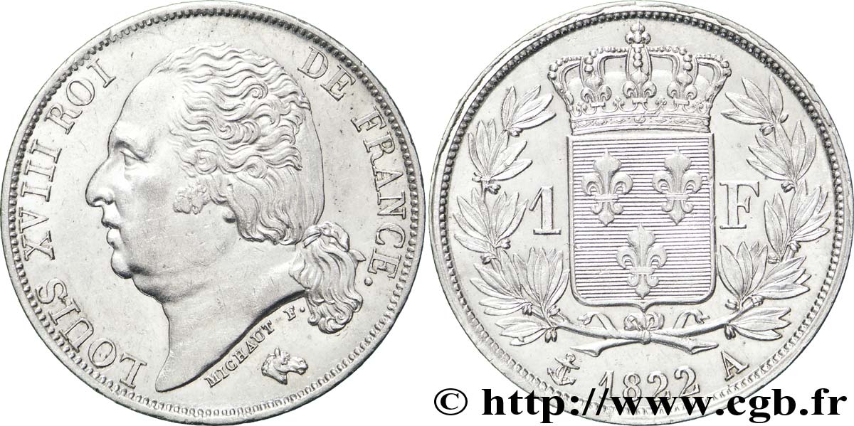 1 franc Louis XVIII 1822 Paris F.206/40 SUP60 