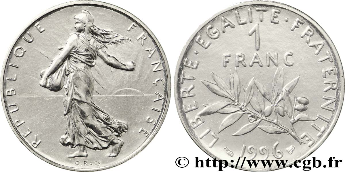 1 franc Semeuse, nickel, BU (Brillant Universel) 1996 Pessac F.226/44 MS70 