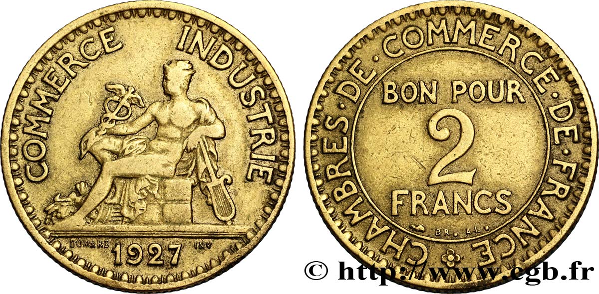 2 francs Chambres de Commerce 1927  F.267/9 XF42 