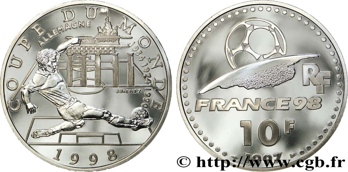 Belle Epreuve 10 Francs - Allemagne 1997  F.1308 1 MS70 