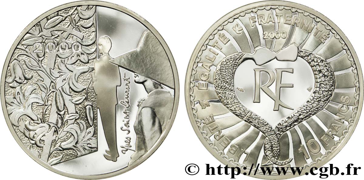Belle Epreuve 10 francs argent - Yves St Laurent 2000  F.1319 1 FDC70 