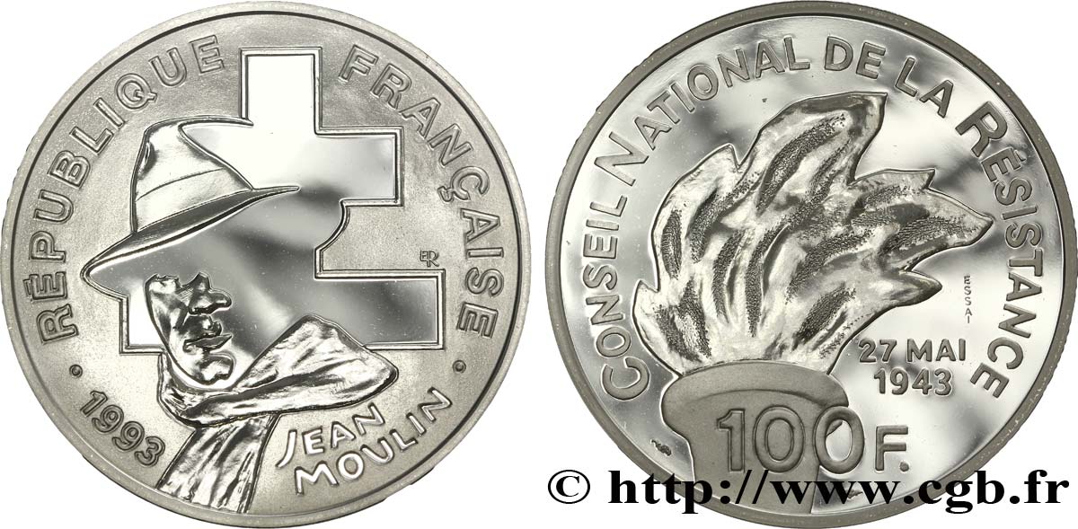 Belle Épreuve 100 francs - Jean Moulin 1993 Paris F./ MS70 