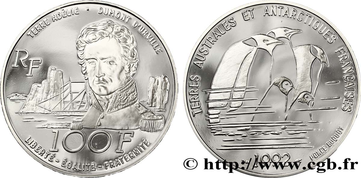 Belle Épreuve 100 francs - Dumont d’Urville/Manchots 1992 Paris F./ ST68 
