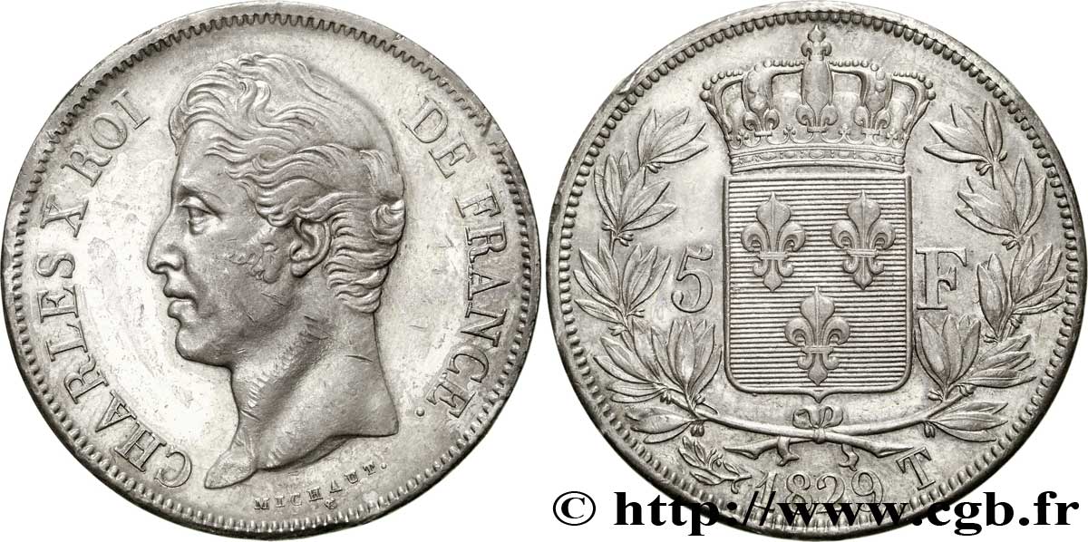 5 francs Charles X, 2e type 1829 Nantes F.311/38 SPL55 