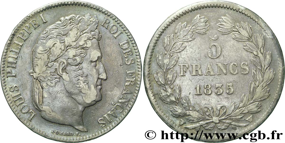 5 francs IIe type Domard 1835 Lille F.324/52 TTB40 