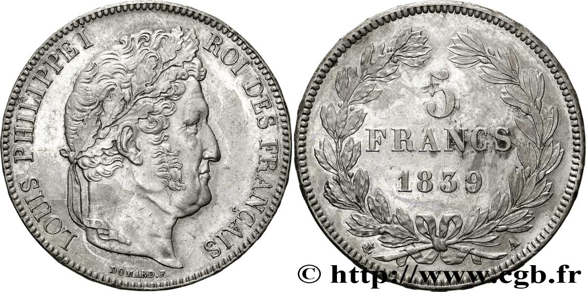 5 francs IIe type Domard 1839 Paris F.324/75 EBC58 