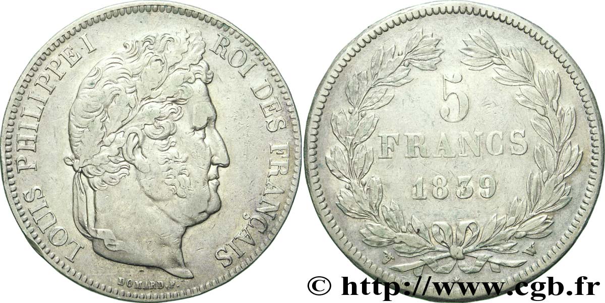 5 francs IIe type Domard 1839 Lille F.324/82 VF35 